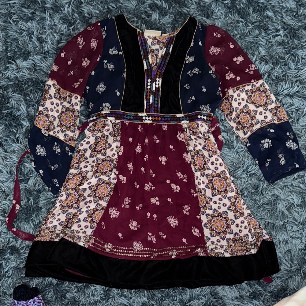 Floral Patchwork Boho Dress